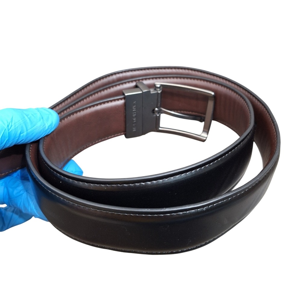 Van Heusen Men's Reversible Stretch Leather Belt Black Brown Size Small 30-32